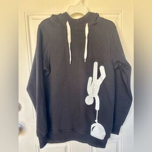Think Again Black Graphic Print Fleece Hoodie Pullover Women/Men's Sz S